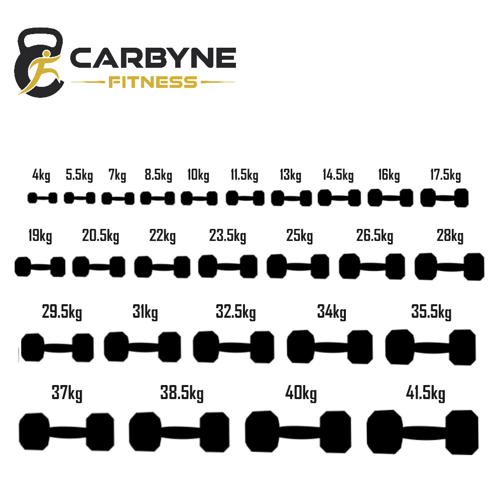 Black CARBYNE 415 adjustable dumbbells increments