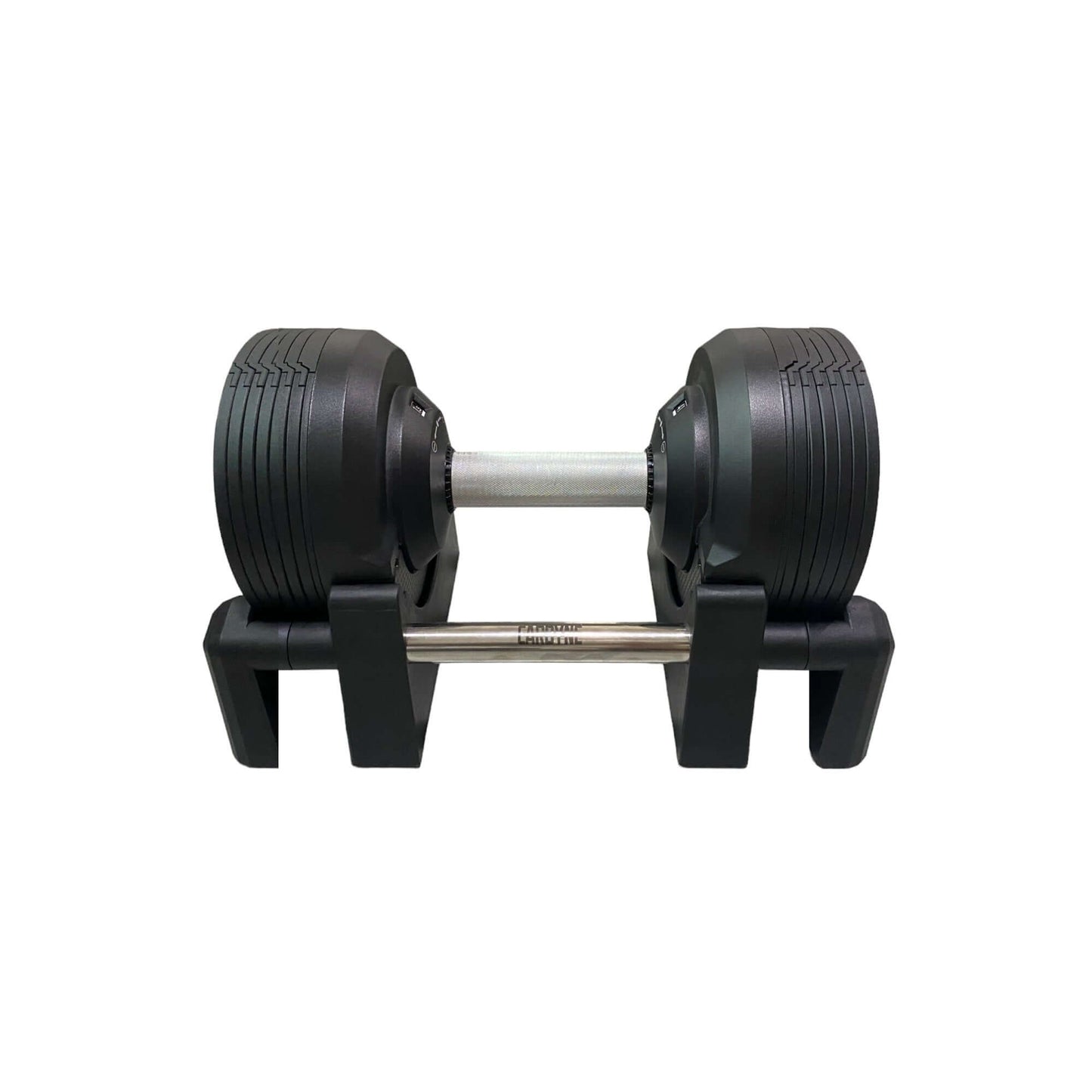 CARBYNE 415 Black adjustable dumbbell for home gym workouts, ranges from 4kg to 41.5kg, gym equipment for seamless exercise transitions.