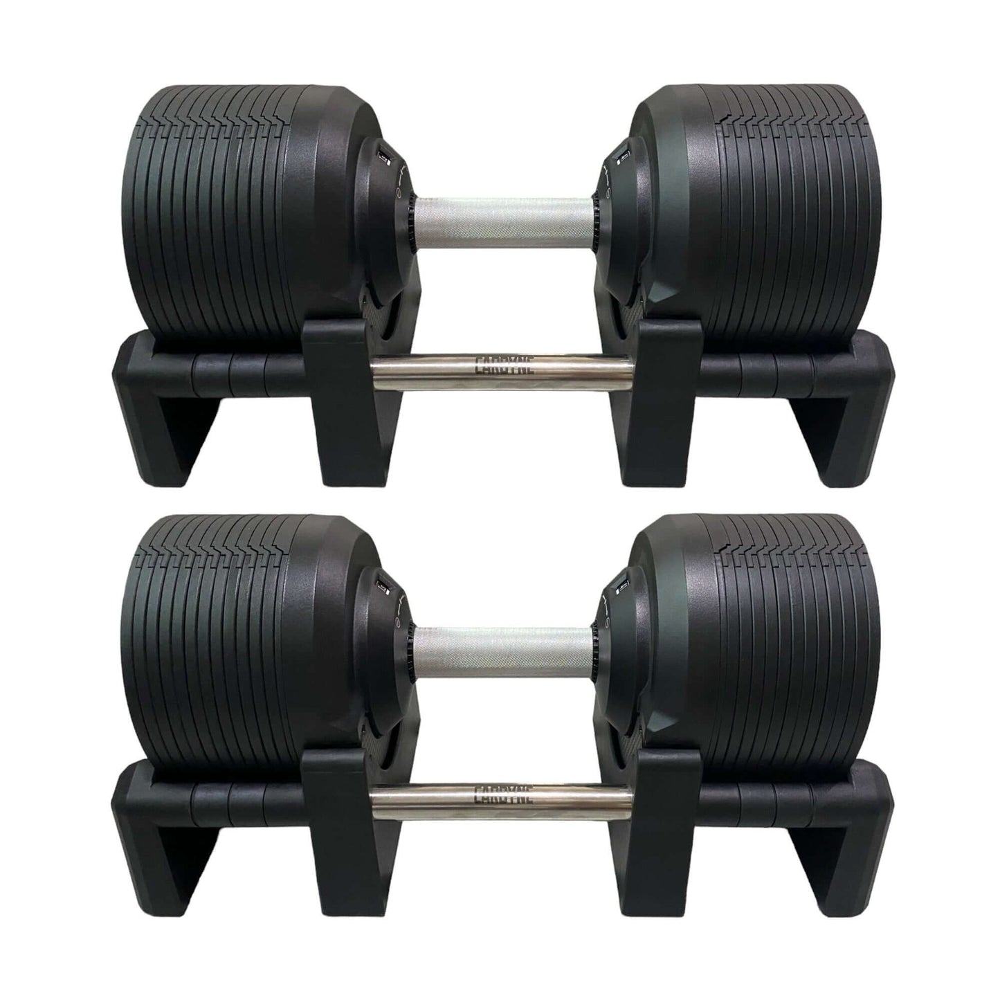 CARBYNE 415 Black Adjustable Dumbbells, gym equipment for home workouts, ranging from 4kg to 41.5kg, sleek and durable design.