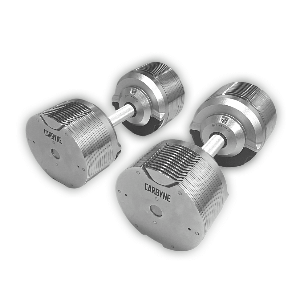 CARBYNE 415 adjustable dumbbells for home gym workouts, sleek design, 4kg to 41.5kg, gym equipment similar to Trulap kettlebells