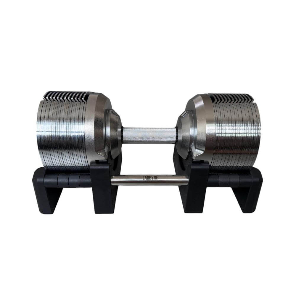 CARBYNE 415, 41.5kg adjustable dumbbell on stand, perfect for home gym and fitness, gym equipment alternative to kettlebells.