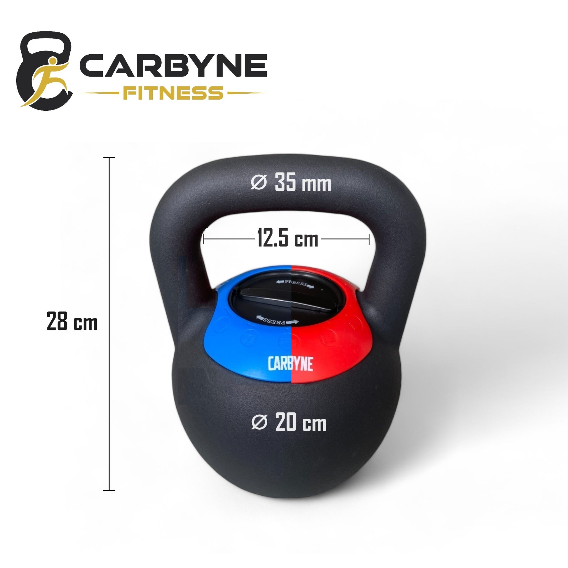 CARBYNE adjustable kettlebells dimensions