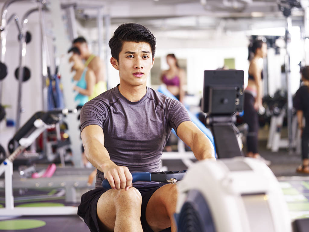 Man on a Rowing machine