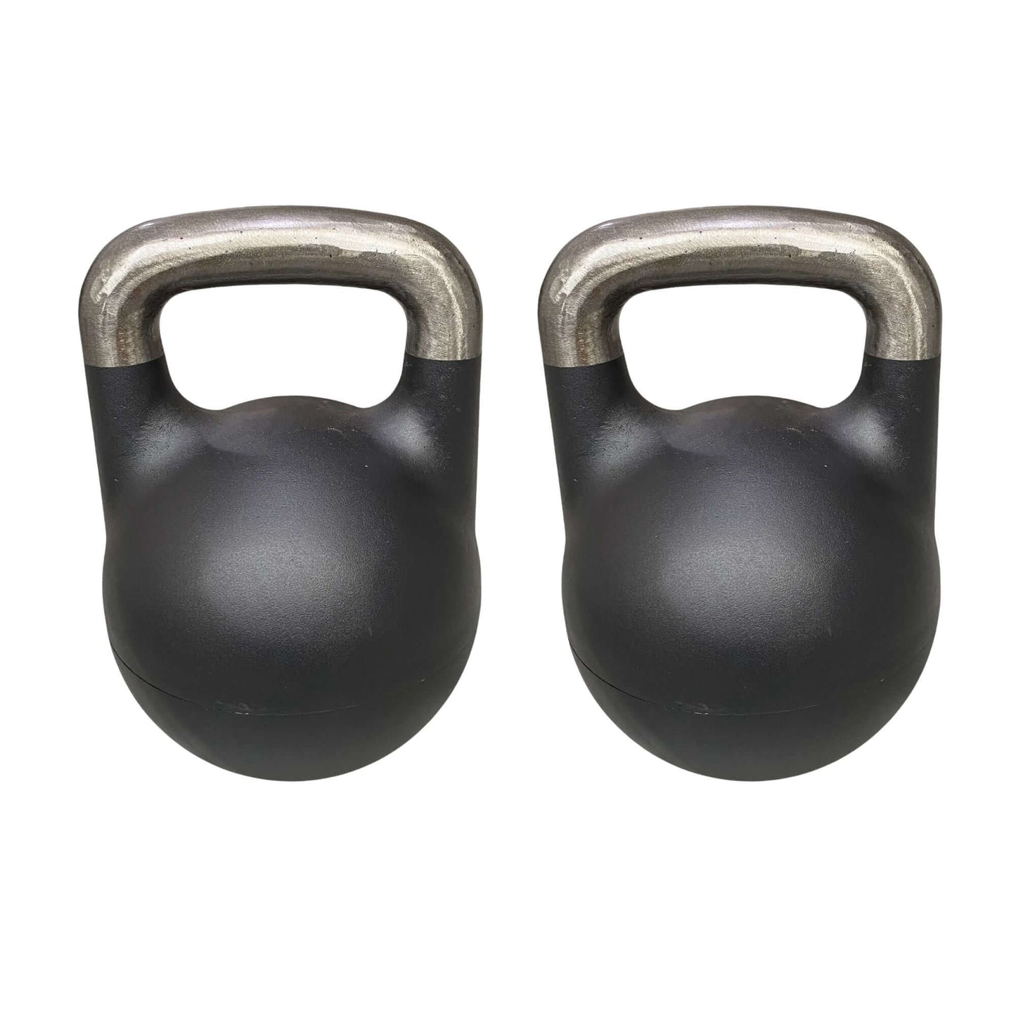 Pair of black adjustable kettlebells for home gym, offering weight increments from 12kg to 32kg, ideal for versatile workouts.