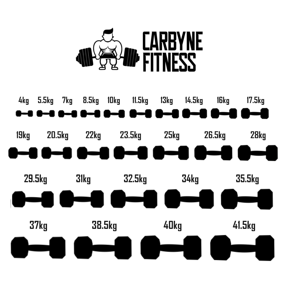 CARBYNE 415 Black Adjustable Dumbbell (1.5kg increments, from 4kg to 41.5kg)