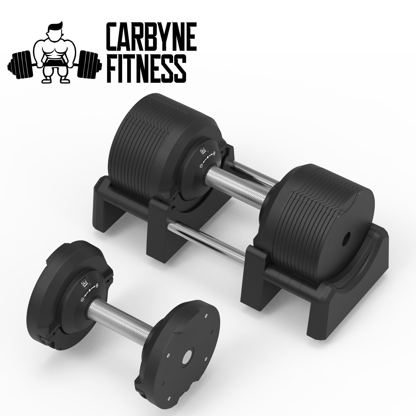 CARBYNE 415 Black Adjustable Dumbbell (1.5kg increments, from 4kg to 41.5kg)