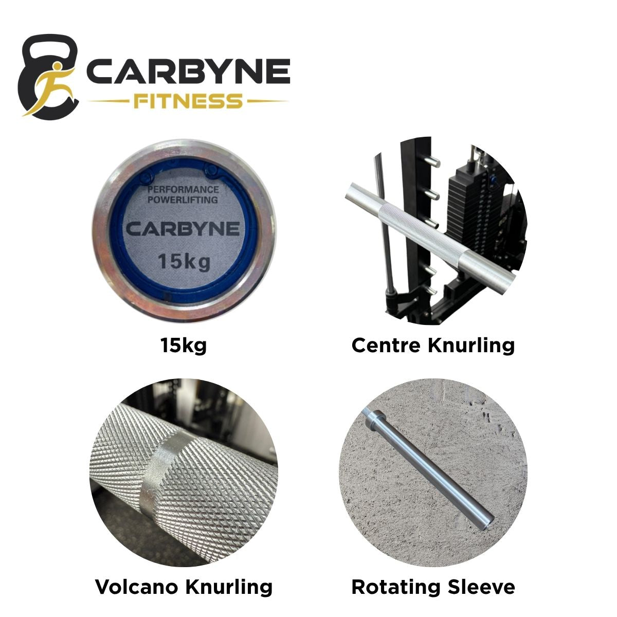 CARYBNE 1.8m Powerlifting Short Bar