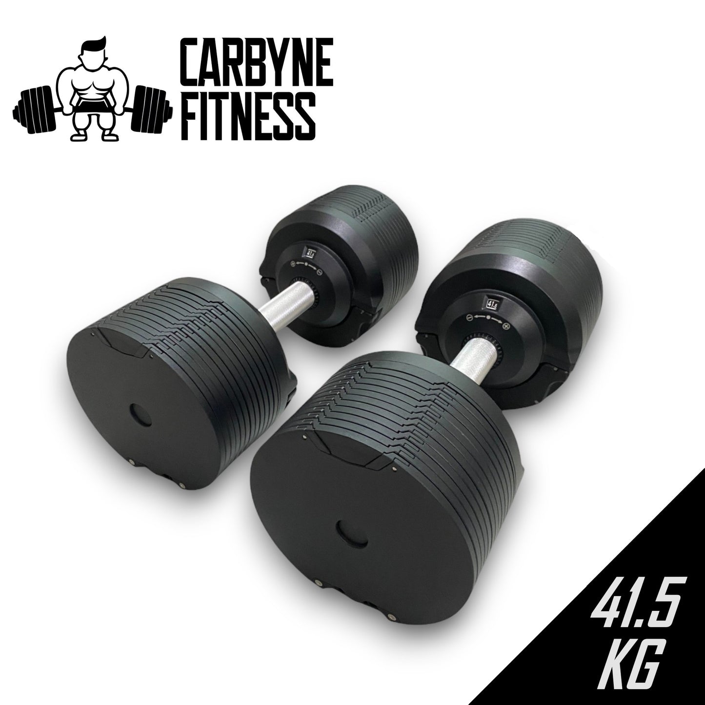 CARBYNE 415 Black Adjustable Dumbbell (1.5kg increments, from 4kg to 41.5kg)