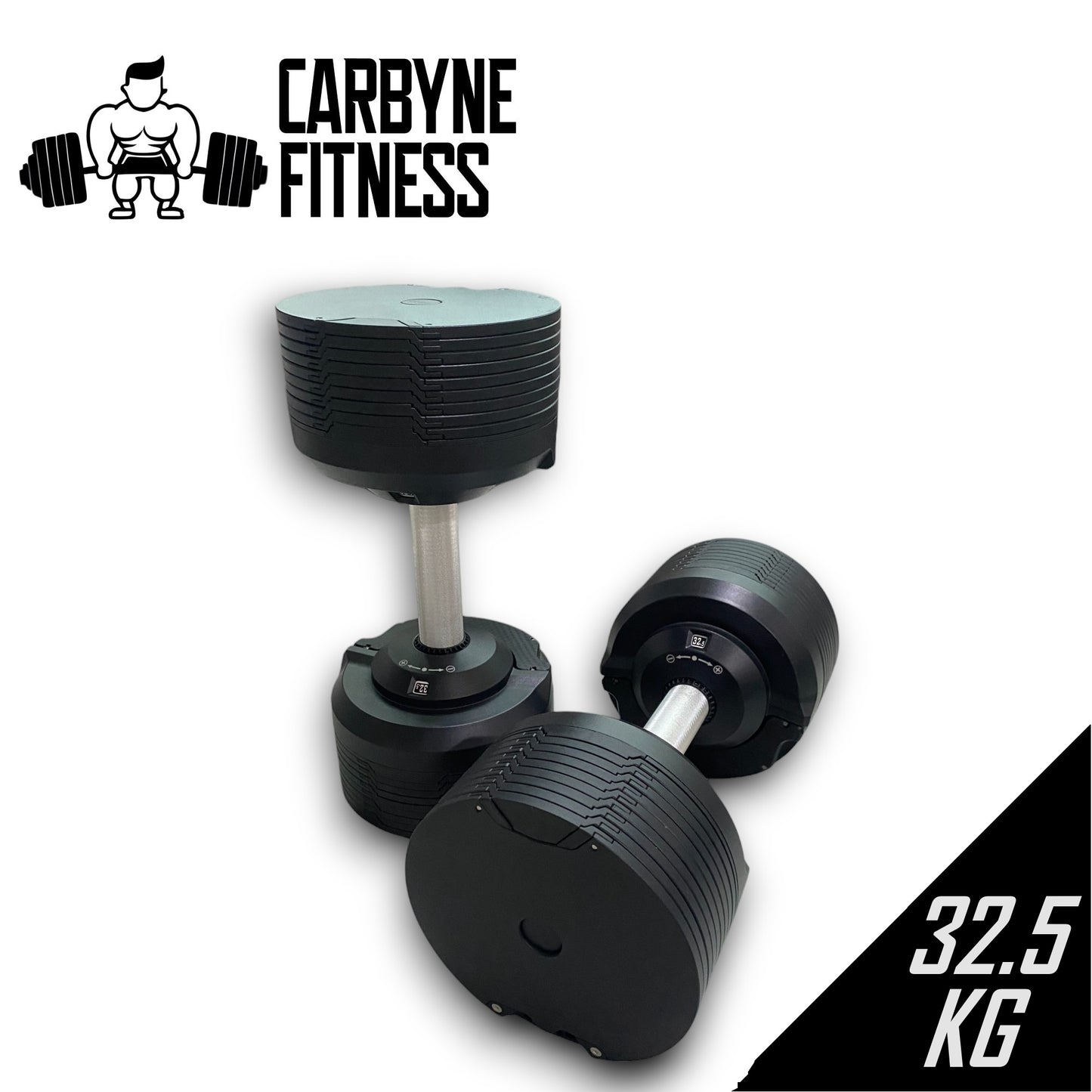 CARBYNE 415 Black Adjustable Dumbbell (1.5kg increments, from 4kg to 41.5kg)