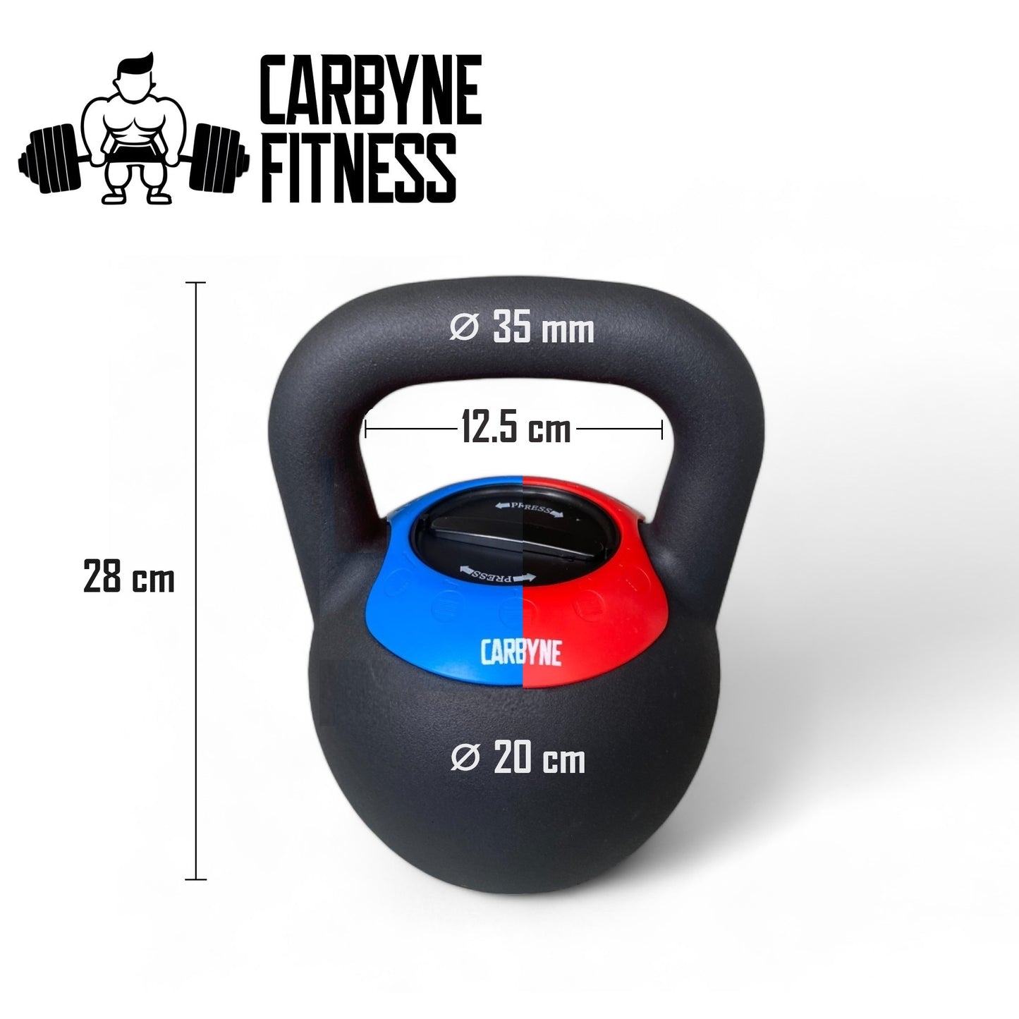 CARBYNE 16KG / 24KG Quick Adjustable Kettlebell (2kg increments from 8kg / 16kg)